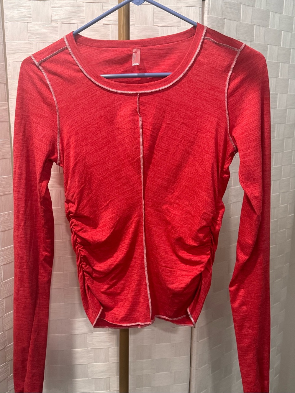 FP Movement by Free People Red Long-Sleeve Ruched Side Tee